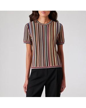 Paul Smith Striped Knitted T-Shirt - Black