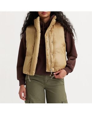 Levi's Camel High Neck Puffer Gilet - Green