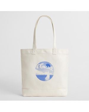GANT Graphic Cotton Canvas Tote - White