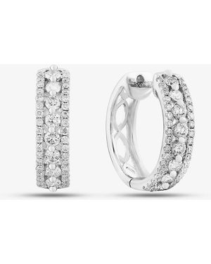 T.H.Baker 9Ct Diamond Three Row Hoop Earrings Pe04865 - White