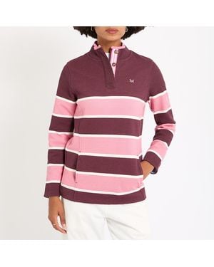 Crew Wide Stripe Padstow Pique Sweatshirt - Red