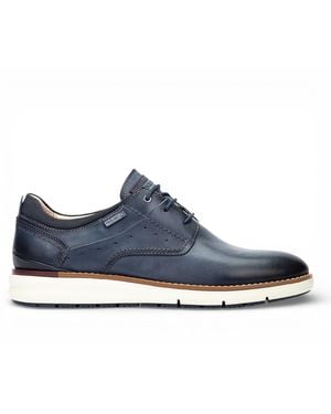 Pikolinos Leather Lace-Up Trainer Trainers Shoes - Blue