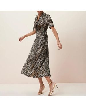 Wyse Leopard Metallic Paulina Dress - Brown