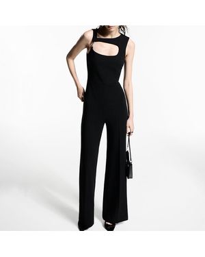 Mango Jumpsuit With Metallic Detail Opening - Black