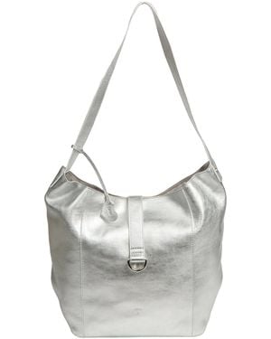 NiNa Amora 'Sofia' Metallic Leather Tote Bag - Grey