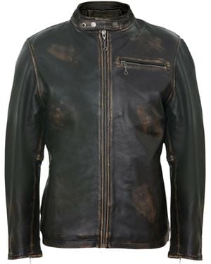 Infinity Leather Classic Vintage Leather Biker Jacket- Southgate - Grey