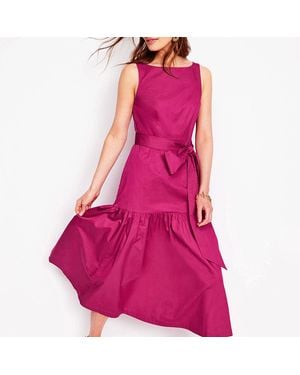 Boden Deep Tier Fit And Flare Cotton Midi Dress - Pink