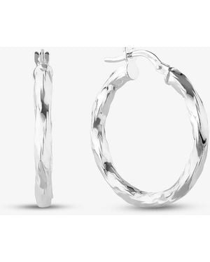 T.H.Baker Sterling 25Mm Diamond Cut Hoop Earrings S3448 - White