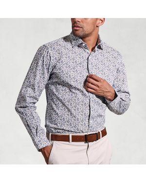 Brook Taverner Tailored Fit Lilac Ditsy Floral Shirt - Grey