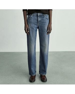Mango Dark Mid Rise Straight Jeans - Blue