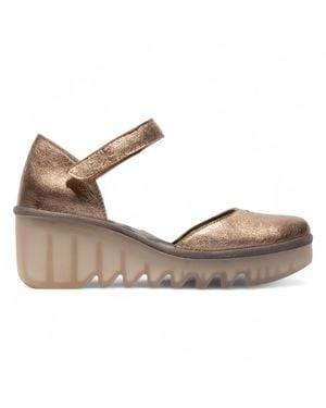 Fly London Sahara Biso305Fly Laminato Leather Wedge Sandals - Brown