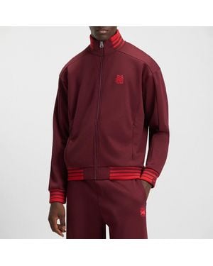 HUGO Burgundy Donoco Zipped Sweatshirt - Red