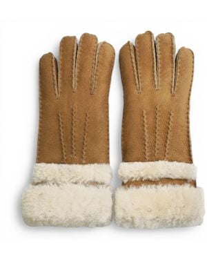 Infinity Leather Genuine Tan Sheepskin Suede Gloves With Roll Up/Down Cuff - Metallic