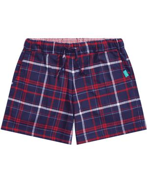 Lounge Organic Brushed Cotton Lounge Shorts Panda - Blue