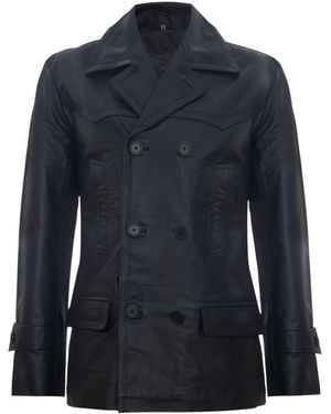 Infinity Leather Leather Cowhide German Peacoat-Epping - Blue