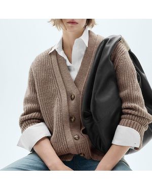 Mango Wool Blend Oversized Cardigan - Brown