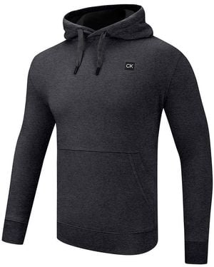 Calvin Klein Charcoal Marl Fleece Lined Supersoft Cotton Blend Hoodie - Blue