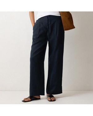 Jigsaw Linen Drawstring Trousers - Blue