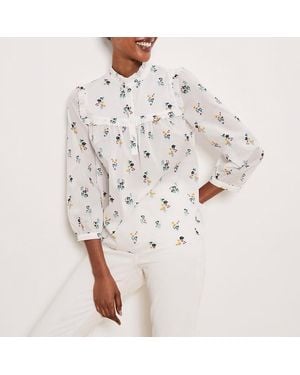 Hobbs Off Floral York Cotton Blouse - White