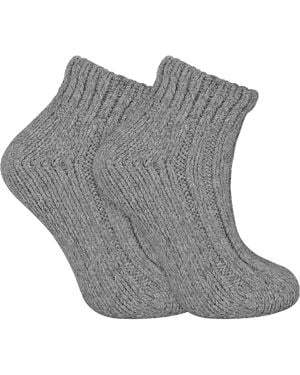 Sock Snob 1 Pack Ladies Chunky Ribbed Low Cut Wool Blend Ankle Socks - Grey
