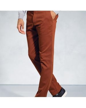 Brook Taverner Tailored Fit Seychelles Rust Cotton Blend Twill Trousers - Brown