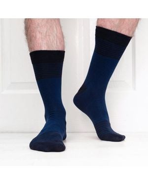 Jemsox Fine Stripe Design Comfort Top Cotton Socks - Blue