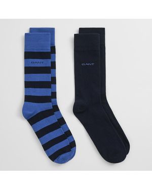 GANT Barstripe And Solid Socks 2-Pack - Blue