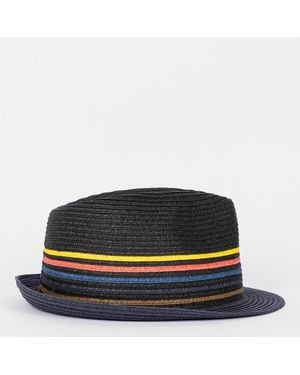 Paul Smith Trilby Art Stripe Hat - Black