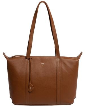 NiNa Amora 'Leonor' Tan Leather Tote Bag - Brown