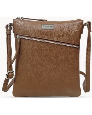Assots London Rosy' Pebble Grain Soft Real Leather Crossbody Bag - Brown