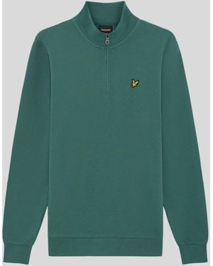 Lyle & Scott Cotton Loopback 1/4 Zip Sweatshirt - Green