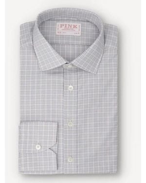 Thomas Pink Slim Fit Check Formal Shirt - Grey