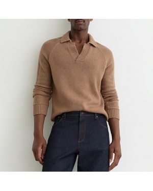 Reiss Camel Longford Open Collar Jumper - Blue