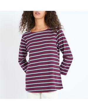 Crew Multi Stripe Breton Long Sleeve Top - Purple
