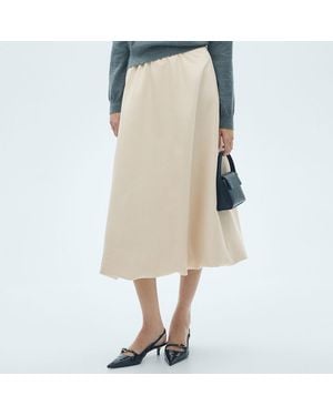 Mango Ecru Flared Midi-Skirt - Natural