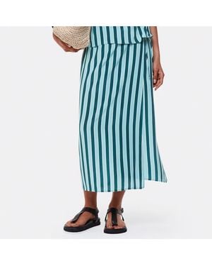 Whistles Emily Tonal Stripe Midi Skirt - Blue