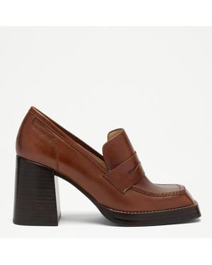 Russell & Bromley Tan Abbeygate Leather Heeled Loafer - Brown