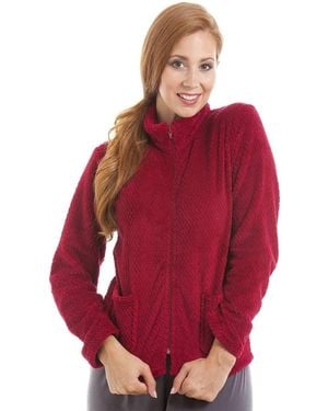 CAMILLE Zip Front Soft Textured Fleece Bed Jacket