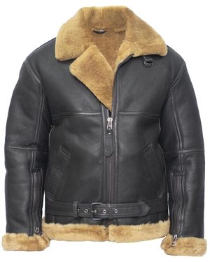 Infinity Leather Raf Sheepskin Leather Aviator Jacket-Colchester - Grey