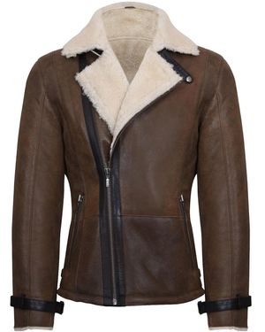 Infinity Leather Double Breasted Tan Sheepskin Leather Biker Jacket-Manila - Brown