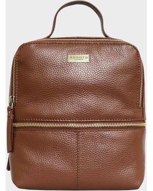 Assots London 'ella' Tan Pebble Grain Mini Real Leather Backpack For Women - Brown