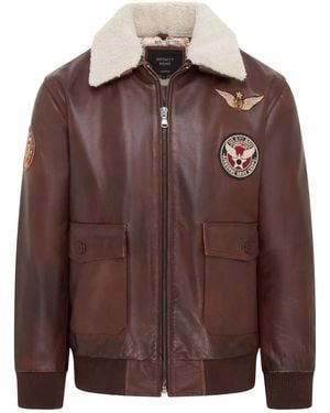 Infinity Leather Top Gun Air Force A2 Aviator Bomber Cowhide Leather Jacket - Brown