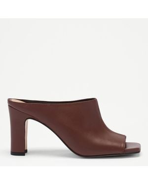 Russell & Bromley Ashmore Leather Heeled Mules - Brown