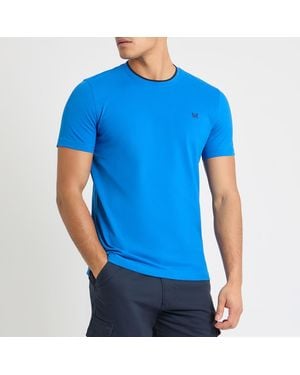 Crew Electric Tipped Cotton T-Shirt - Blue