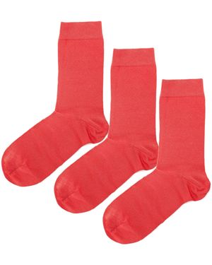 Jemsox 3 Pack Luxury Pure Colour Coral Socks - Red
