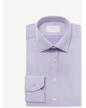 Thomas Pink Slim Fit Formal Chambray Twill Shirt - Purple