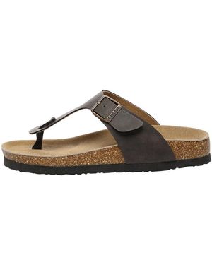 EVER AU Flamingo Leather Toe Thong Sandals - Brown