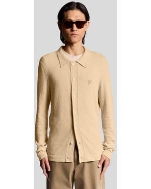 Lyle & Scott Textured Knit Collared Cardigan - Natural