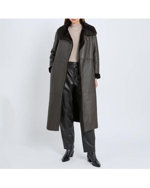 Max and Zac London Dark Shearling Midi Throw On Coat - Black