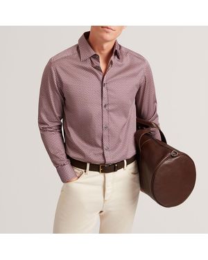 Ted Baker Regular Geo Print Shirt - Brown